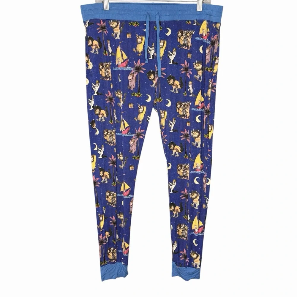 Little Sleepies Women L Where The Wild Things Are Bamboo Pajamas Set RARE Blue - Picture 4 of 10